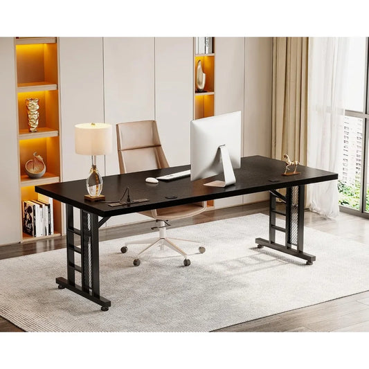 78-Inch Executive Office Desk – Extra-Thick Modern Workstation with USB Ports